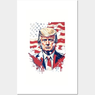 Donald Trump, the 45th president of USA in patriotic red,blue and white! Posters and Art